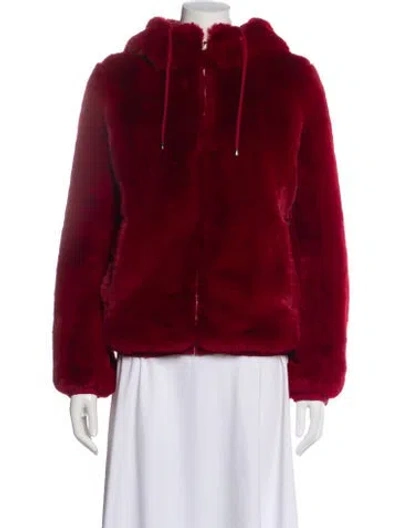 Pre-owned Maje Faux Fur Coat In Red