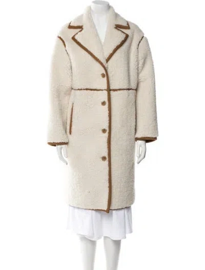 Pre-owned Maje Faux Fur Coat In White