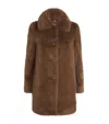 Maje Faux Fur Double-breasted Coat In Brown