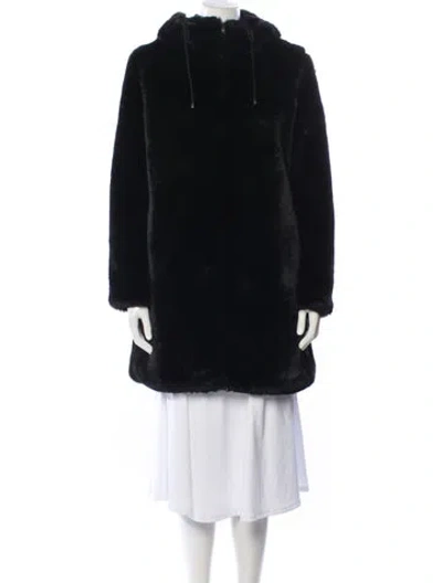 Pre-owned Maje Faux Fur Faux Fur Jacket In Black