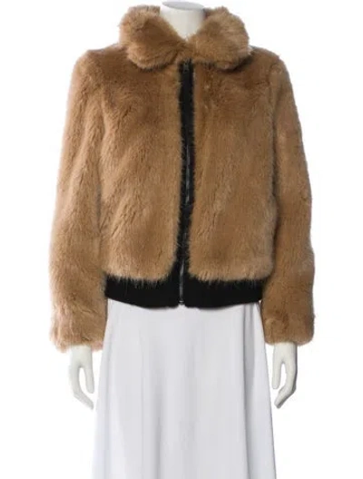 Pre-owned Maje Faux Fur Faux Fur Jacket In Neutral
