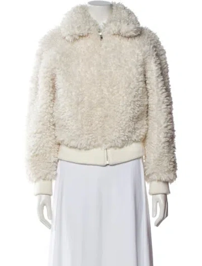 Pre-owned Maje Faux Fur Faux Fur Jacket In Neutral