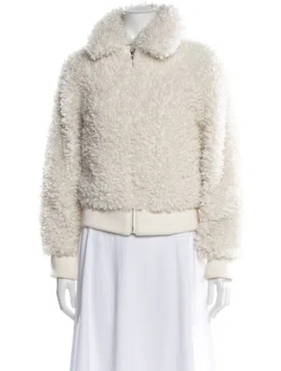 Pre-owned Maje Faux Fur Faux Fur Jacket In Neutral