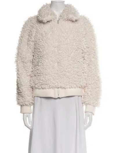 Pre-owned Maje Faux Fur Faux Fur Jacket In Neutral