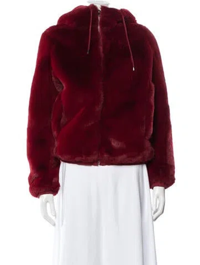 Pre-owned Maje Faux Fur Faux Fur Jacket In Red