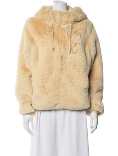 Pre-owned Maje Faux Fur Faux Fur Jacket W/ Tags In Yellow