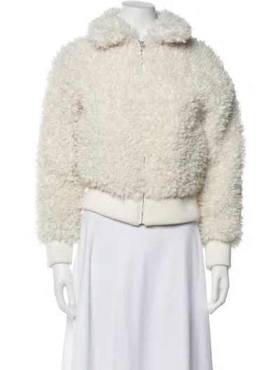 Pre-owned Maje Faux Fur Faux Fur Jacket In White
