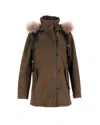 Maje Faux Fur Gove Parka In Olive Polyester In Green