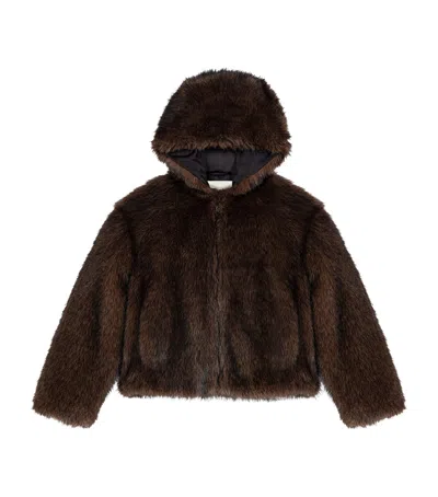 Maje Faux Fur Hooded Jacket In Brown