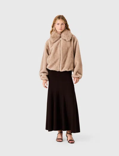 Maje Faux Fur Cropped Jacket In Neutral