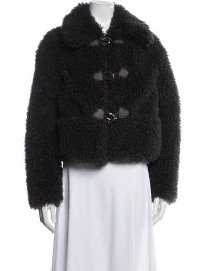 Pre-owned Maje Faux Fur Jacket In Black