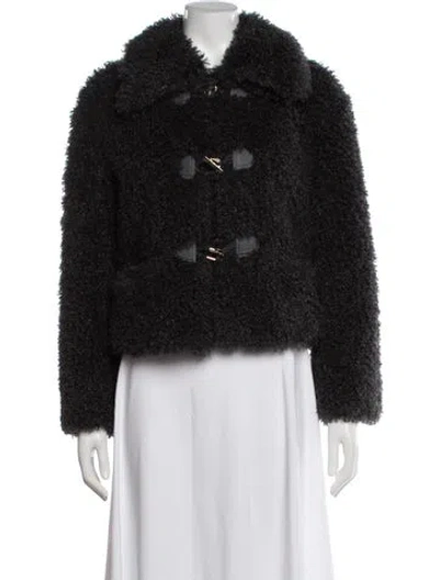 Pre-owned Maje Faux Fur Jacket In Black