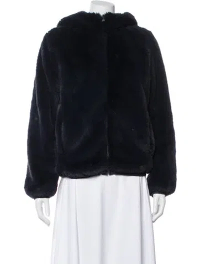 Pre-owned Maje Faux Fur Jacket In Blue