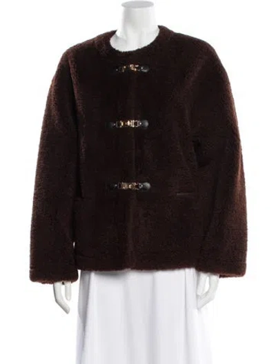 Pre-owned Maje Faux Fur Jacket In Brown