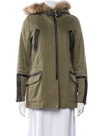 Pre-owned Maje Faux Fur Jacket In Green
