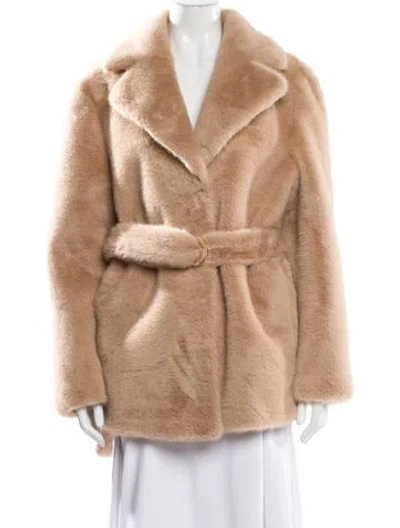Pre-owned Maje Faux Fur Jacket In Neutral