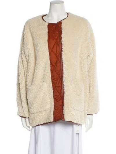 Pre-owned Maje Faux Fur Jacket In Neutral