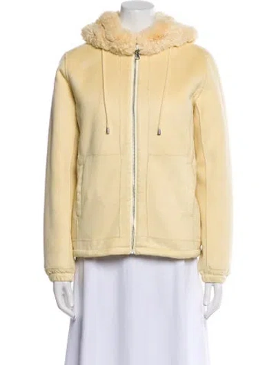 Pre-owned Maje Faux Fur Jacket In Neutral