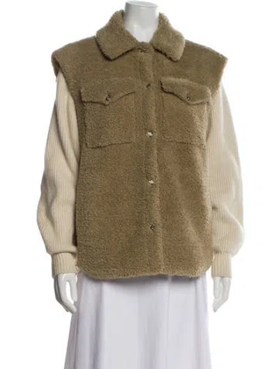 Pre-owned Maje Faux Fur Jacket In Neutral