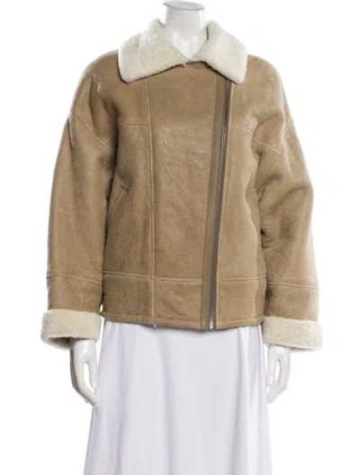 Pre-owned Maje Faux Fur Jacket In Neutral