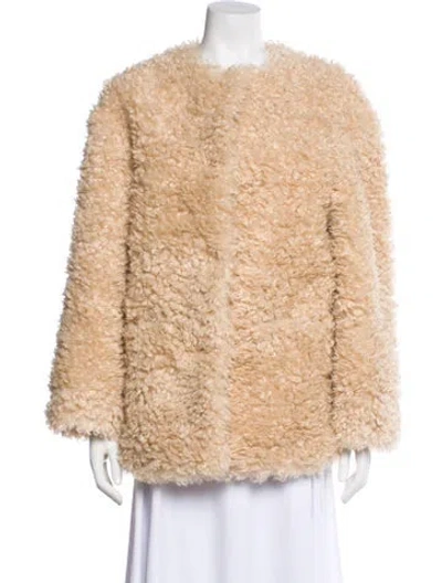 Pre-owned Maje Faux Fur Jacket In Neutral