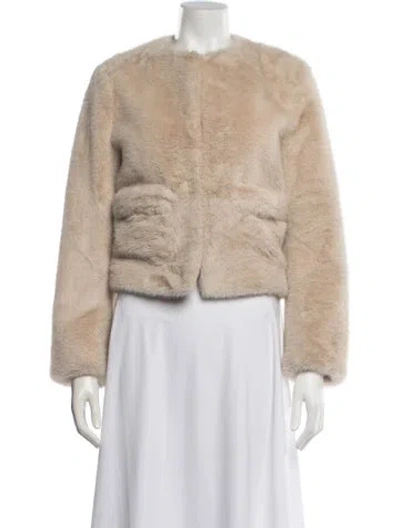 Pre-owned Maje Faux Fur Jacket In Neutral