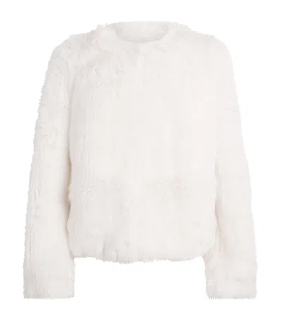 Maje Faux Fur Jacket In Neutral