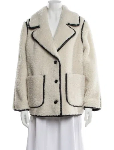 Pre-owned Maje Faux Fur Jacket W/ Tags In White