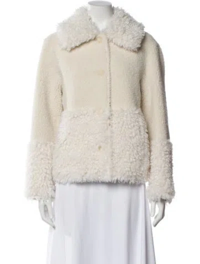 Pre-owned Maje Faux Fur Jacket In White
