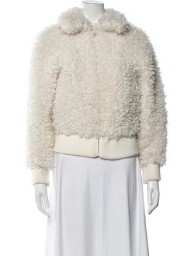 Pre-owned Maje Faux Fur Jacket In White
