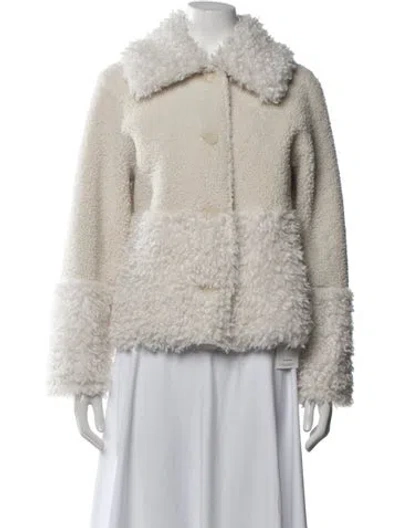 Pre-owned Maje Faux Fur Jacket In White