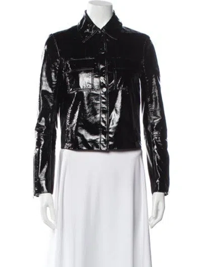 Pre-owned Maje Faux Leather Biker Jacket In Black
