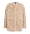 Maje Faux Shearling Coat In Neutral