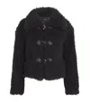 Maje Faux-shearling Cropped Jacket In Black