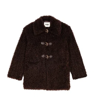 Maje Faux Shearling Jacket In Black