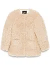 Maje Faux-shearling Jacket In Neutrals
