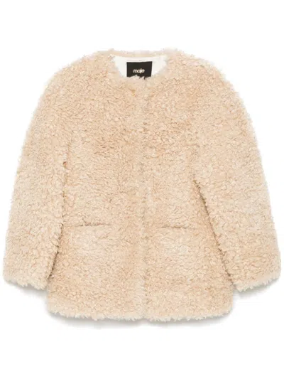 Maje Faux-shearling Jacket In Beige