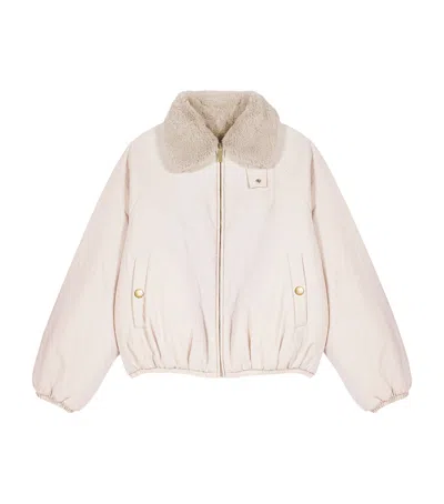 Maje Faux-fur Collar Bomber Jacket In Neutral