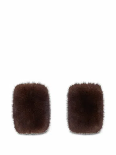 Maje Handschuhe Aus Faux Fur In Braun