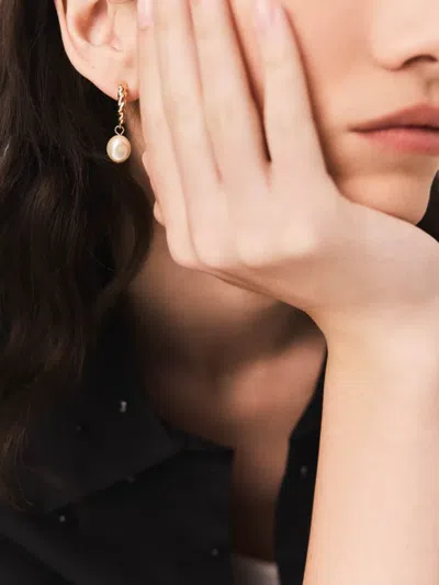 Maje Faux-pearl Twisted-detail Earring In Gold