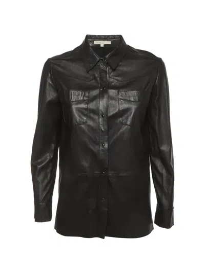 Pre-owned Maje Fedda Button-down Shirt Jacket In Black