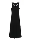 Maje Stretch-cotton Ribbed Maxi Dress In Black