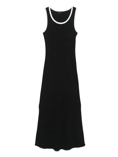 Maje Fine-ribbed Maxi Dress In Black