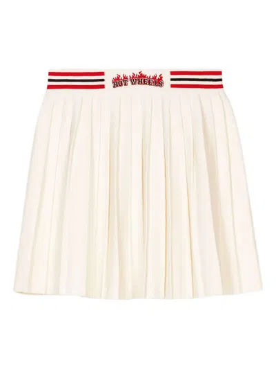 Maje Flame-embroidered Pleated Skirt In White