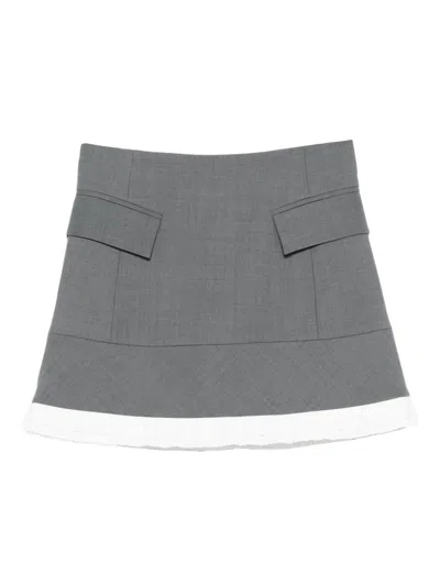 Maje Flap-pocket A-line Mini Skirt In Gray