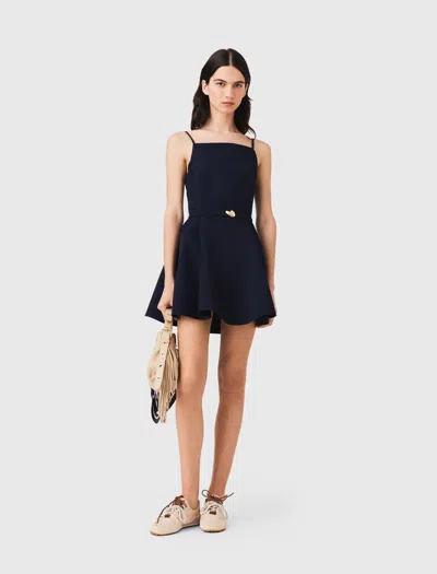 Maje Flared Dress With Straps In Blue