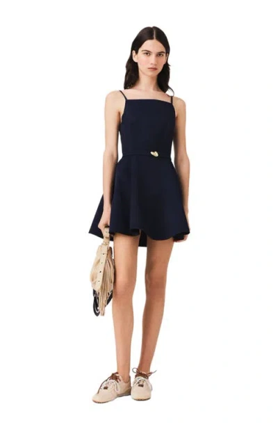 Maje Flared Dress With Straps In Blue