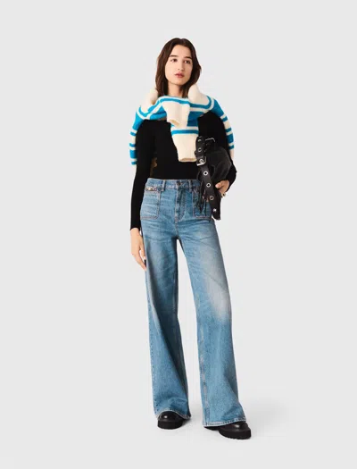 Maje Flared Jeans With Chain In Blue