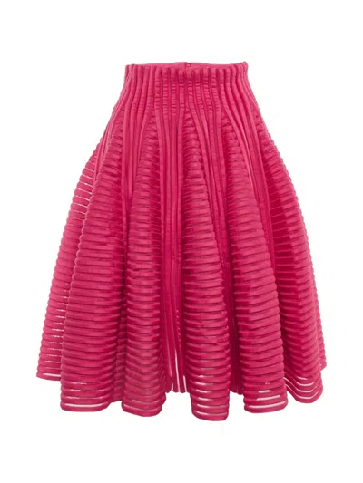 Pre-owned Maje Flared Midi Skirt In Pink