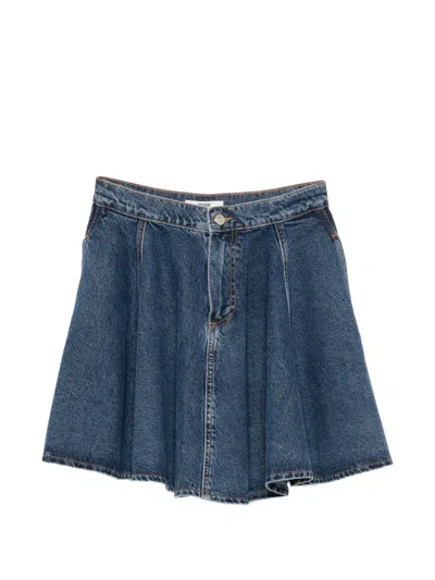 Maje Flared Mini Denim Skirt In Blue